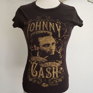 Zion Johnny Cash brown band graphic baby tee